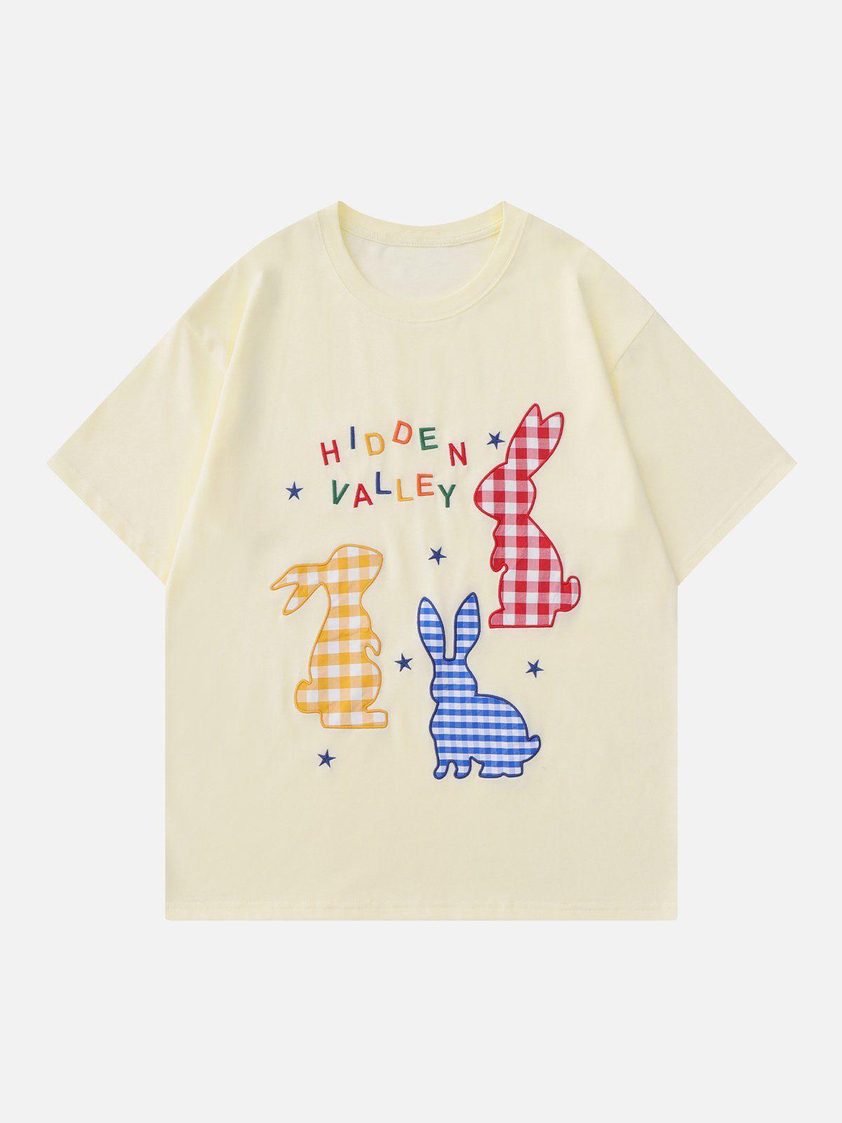 Tntwear® - Checkered Rabbit Patchwork Tee - tntwear1