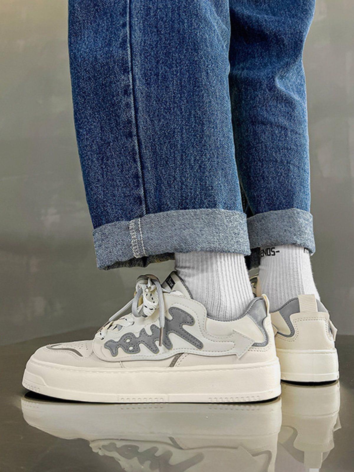 Tntwear® - Colorblock Abstract Fishbone Graphic Casual Shoes - tntwear1