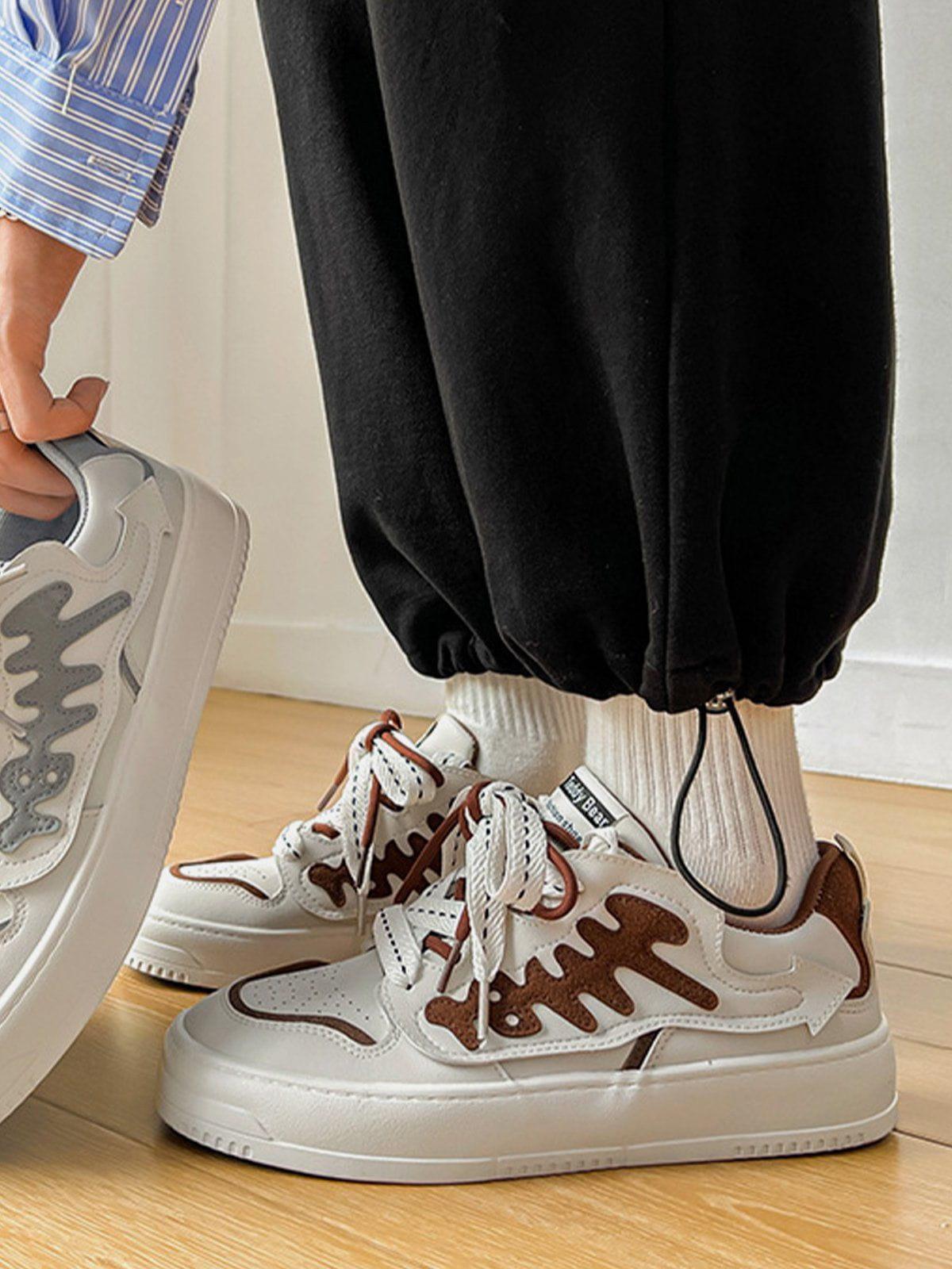 Tntwear® - Colorblock Abstract Fishbone Graphic Casual Shoes - tntwear1