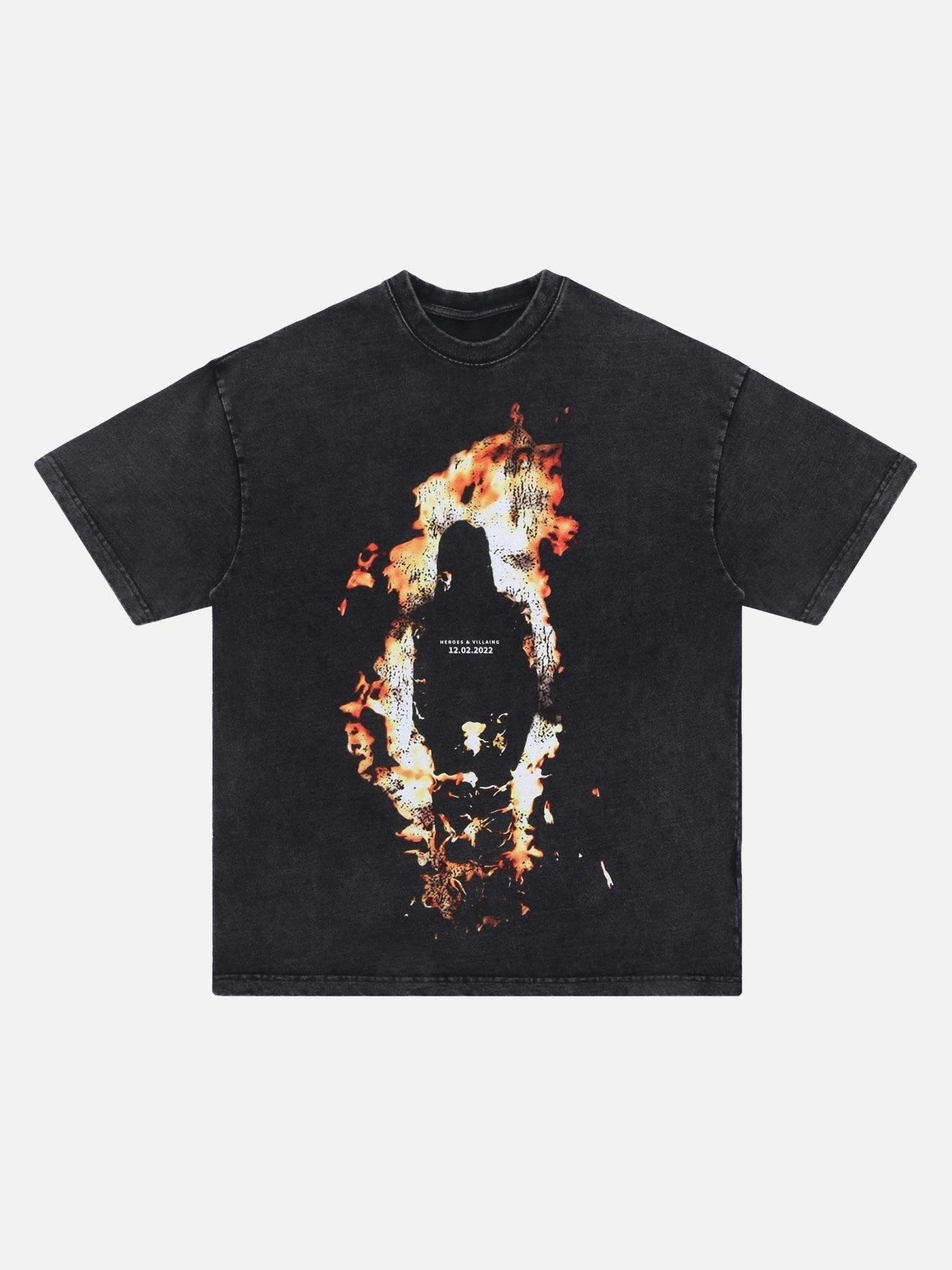 Tntwear® - Creative Flaming Man Printed T-Shirt - tntwear1