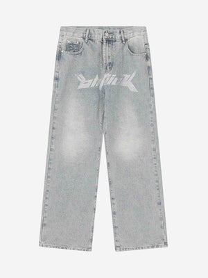 Tntwear® - Dark Letter Print Jeans - tntwear1