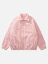 Tntwear® - Embroidered Five-pointed Star Design Lambswool Cotton Jacket - tntwear1