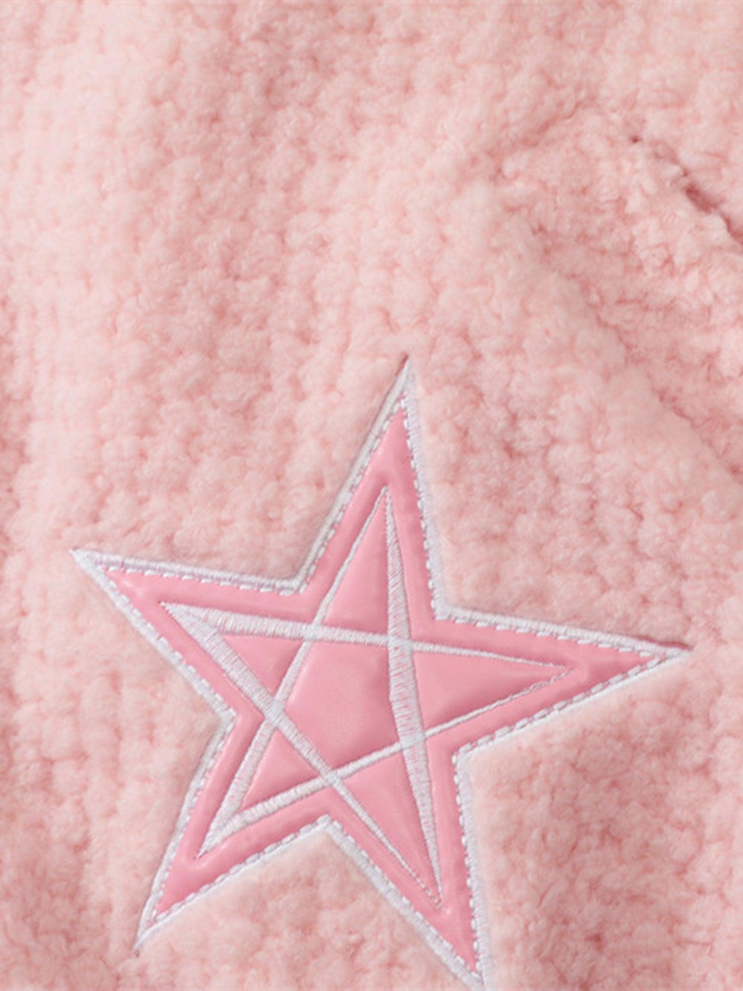 Tntwear® - Embroidered Five-pointed Star Design Lambswool Cotton Jacket - tntwear1