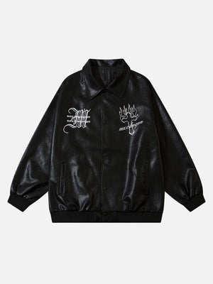 Tntwear® - Embroidered Monogrammed Leather Jacket - tntwear1