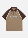Tntwear® - Embroidered Patchwork Polo Collar Tee - tntwear1