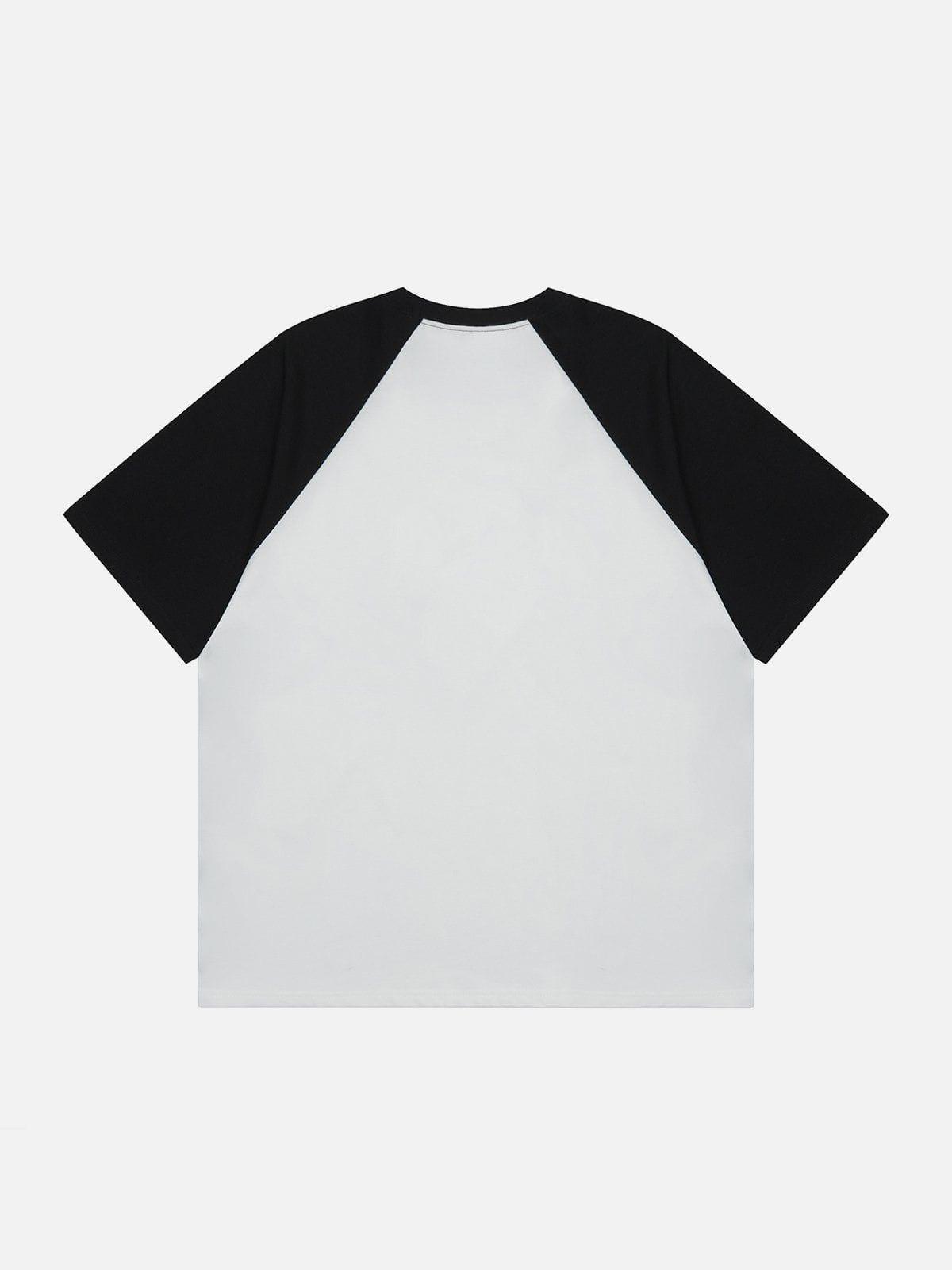 Tntwear® - Embroidery Patchwork Sleeve Tee - tntwear1