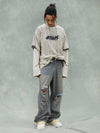 Tntwear® - Fake Two-piece Distressed Textured Woolen T-shirt - tntwear1
