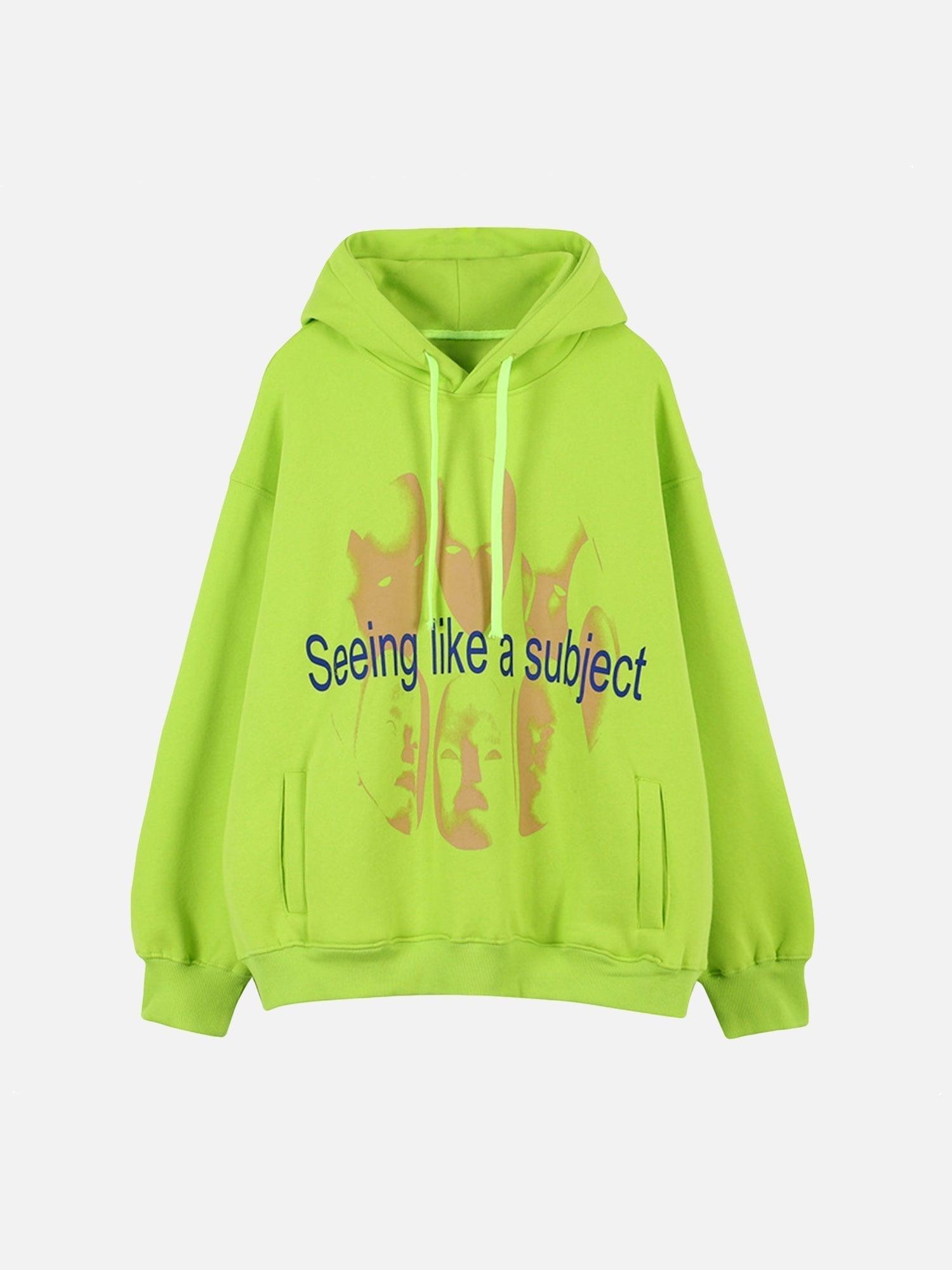 Tntwear® - Fluorescent Green Mask Fleece Hoodie - tntwear1