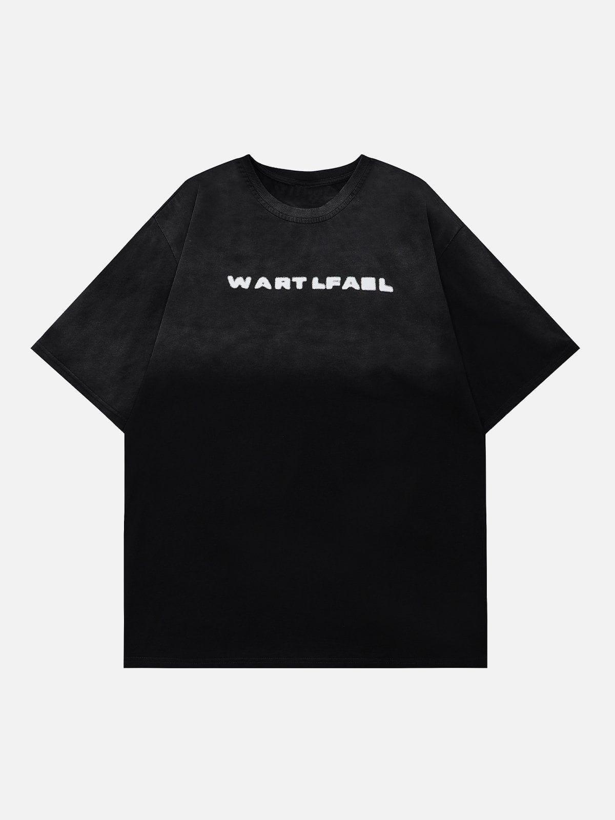 Tntwear® - Fuzzy Full Print Letter Washed Tee - tntwear1