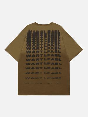 Tntwear® - Fuzzy Full Print Letter Washed Tee - tntwear1