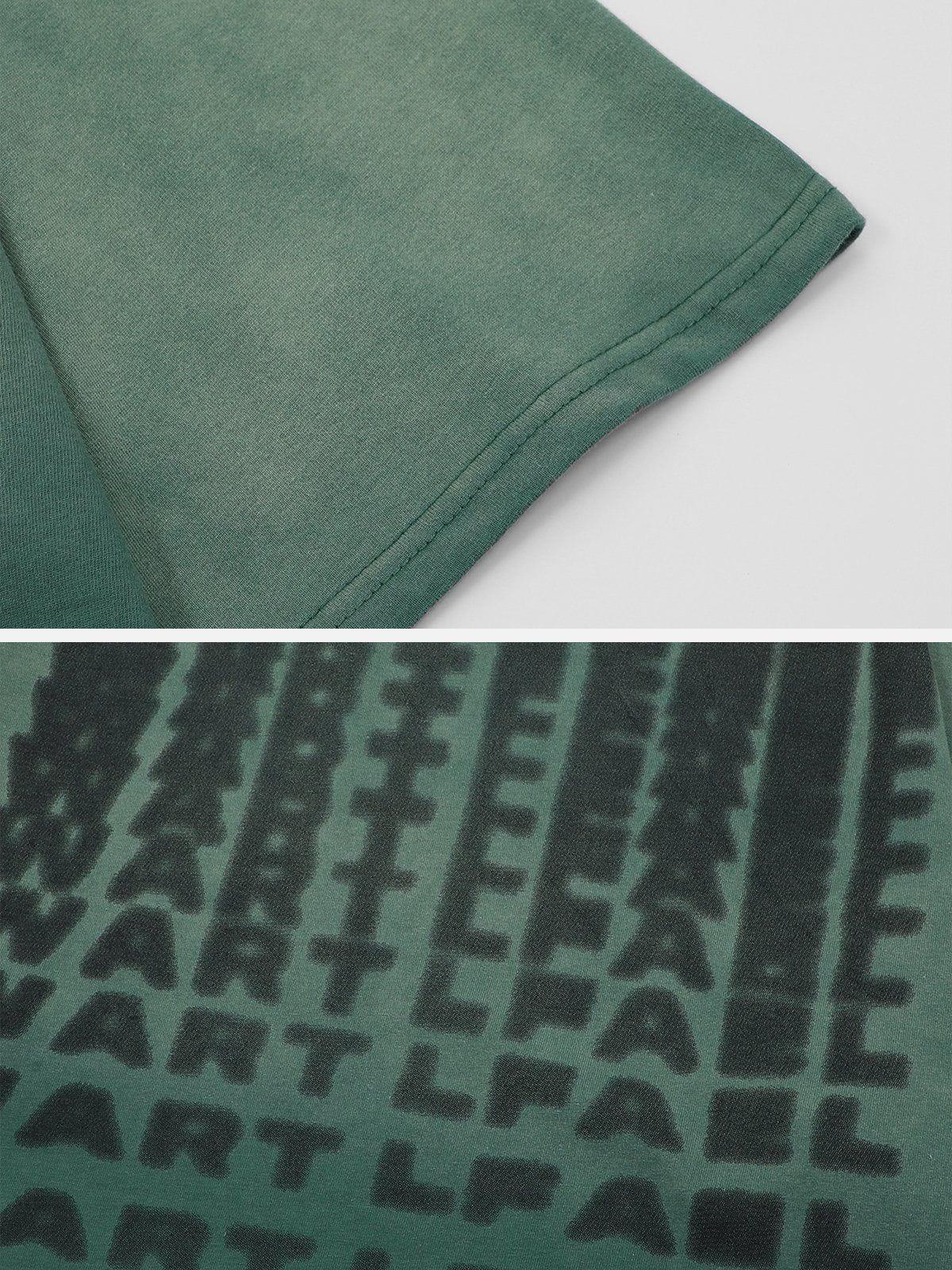 Tntwear® - Fuzzy Full Print Letter Washed Tee - tntwear1