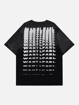 Tntwear® - Fuzzy Full Print Letter Washed Tee - tntwear1