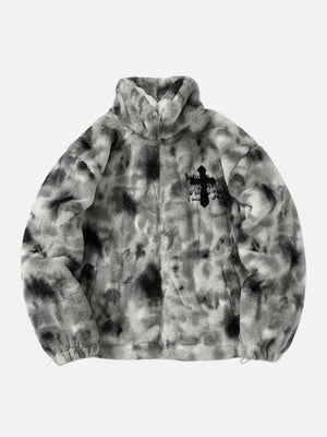 Tntwear® - Gradient Plush Cross Embroidered Lambswool Jacket - 1558 - tntwear1