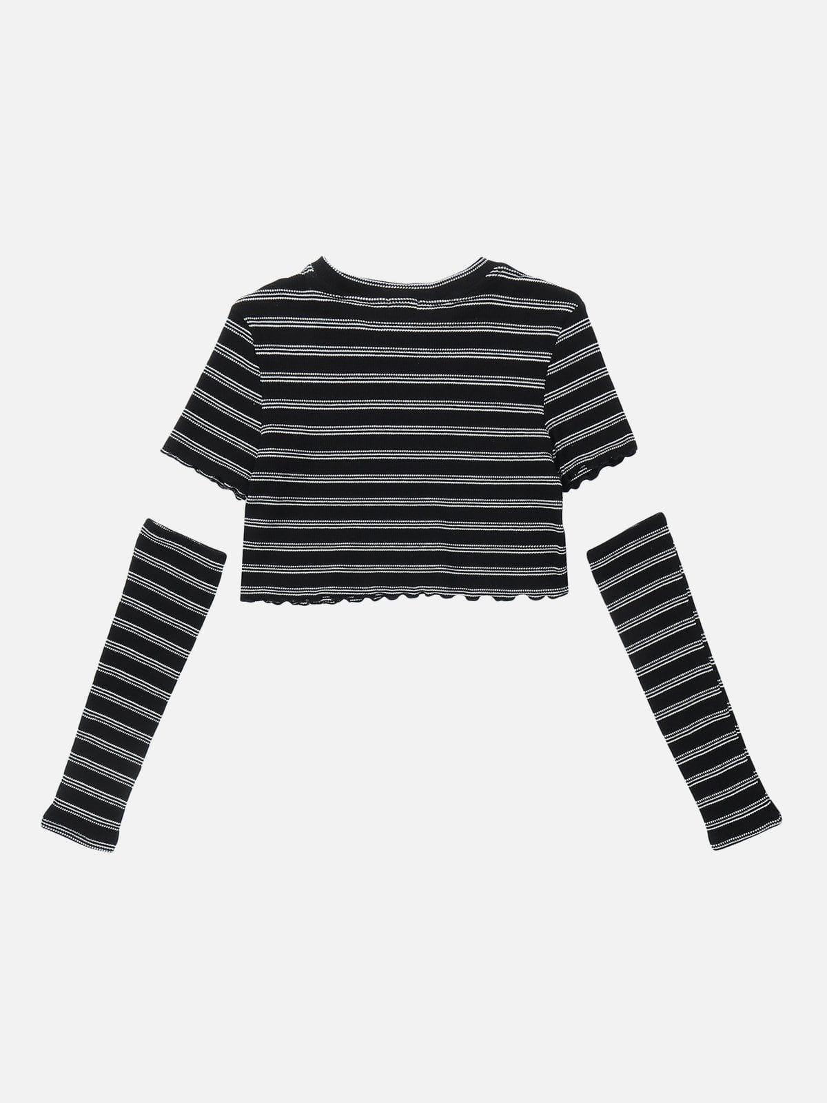 Tntwear® - Heart Cut Stripe Crop Tee - tntwear1
