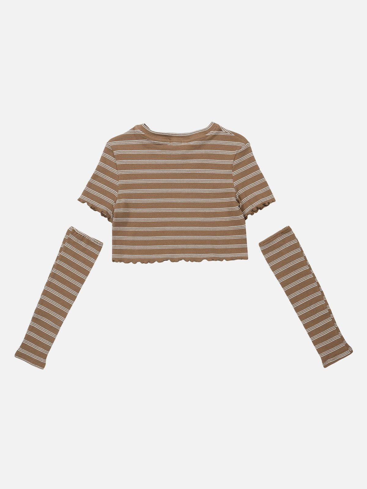 Tntwear® - Heart Cut Stripe Crop Tee - tntwear1