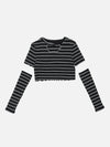 Tntwear® - Heart Cut Stripe Crop Tee - tntwear1