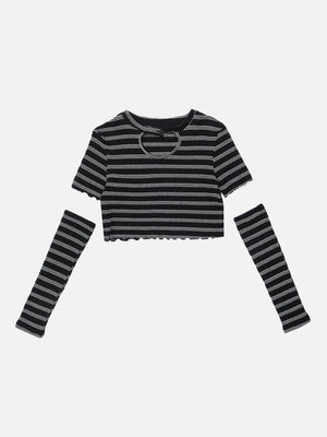 Tntwear® - Heart Cut Stripe Crop Tee - tntwear1
