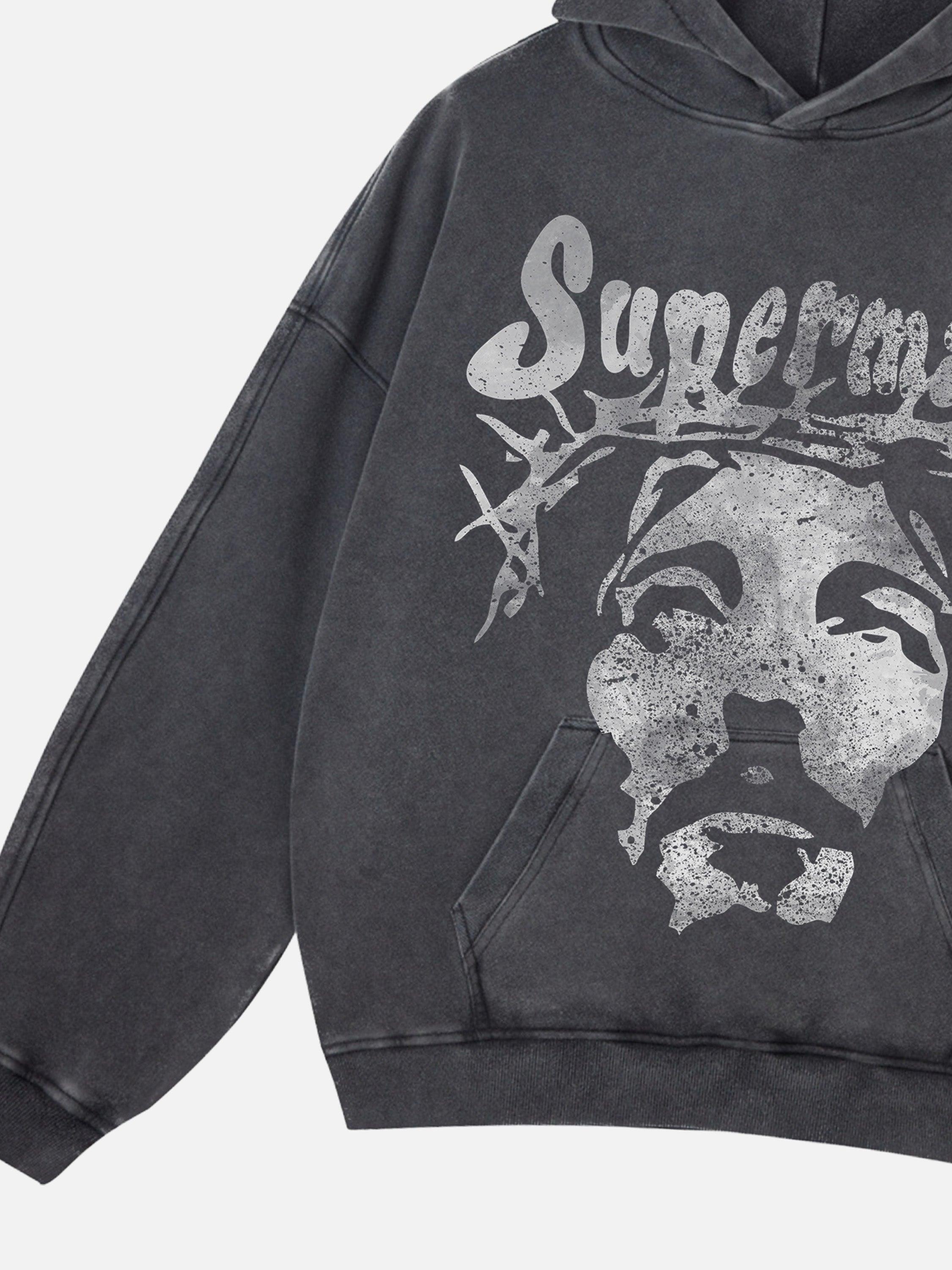 Tntwear® - Heavy Duty Washed Jesus Graphic Hoodie - 1973 - tntwear1