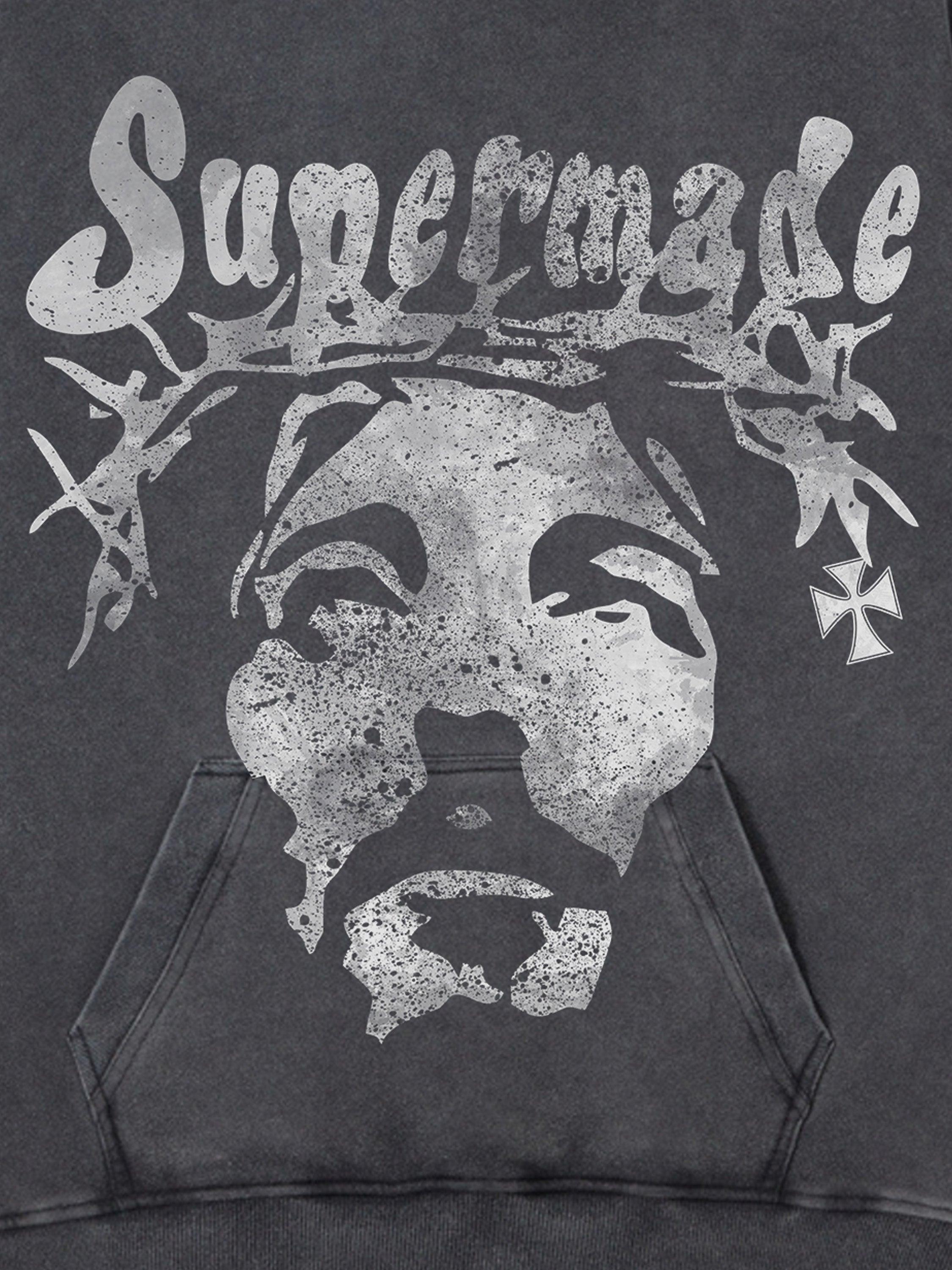 Tntwear® - Heavy Duty Washed Jesus Graphic Hoodie - 1973 - tntwear1