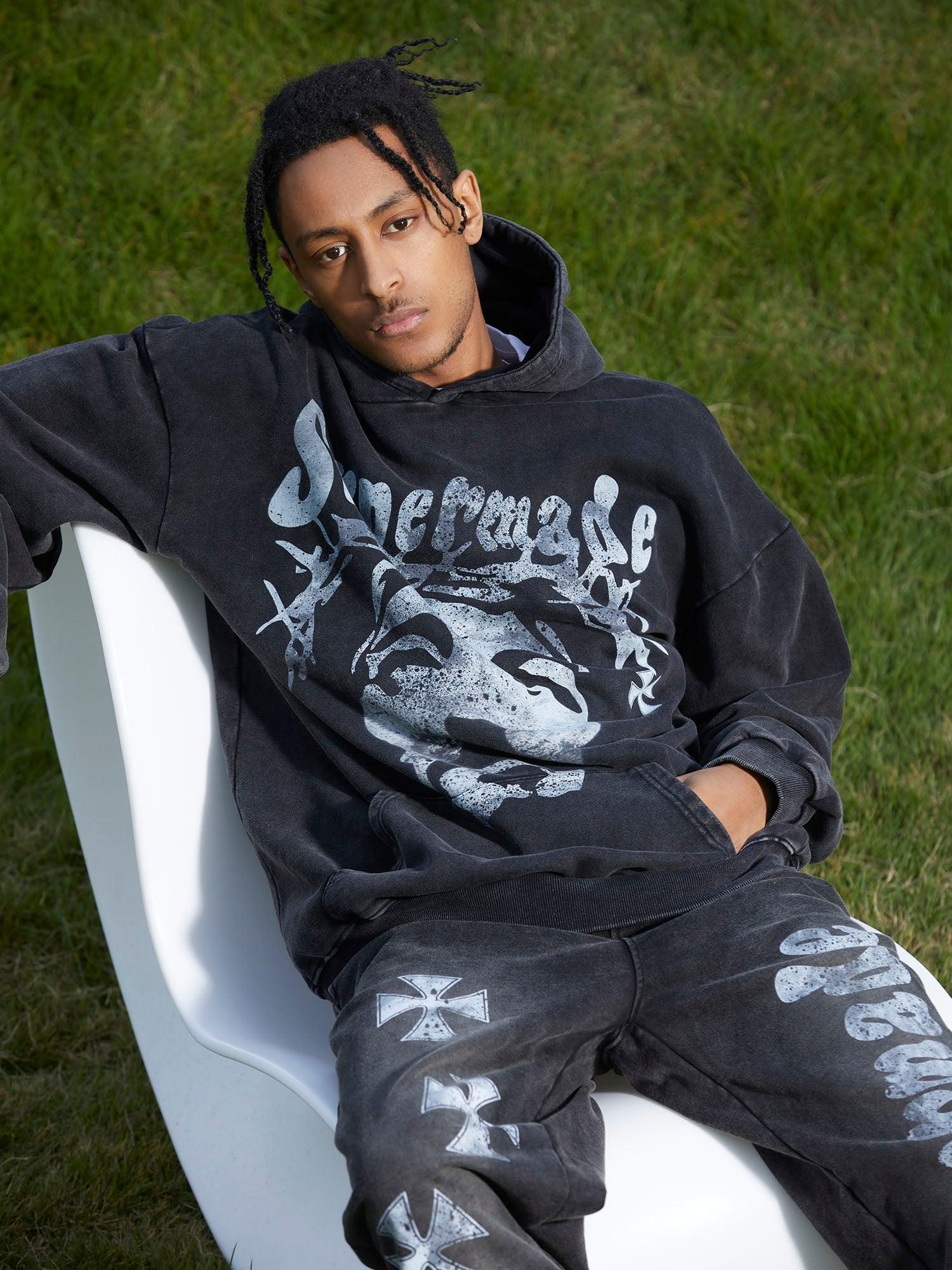Tntwear® - Heavy Duty Washed Jesus Graphic Hoodie - 1973 - tntwear1