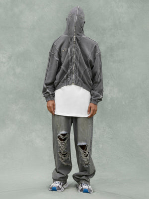 Tntwear® - Heavyweight Batik Washed Distressed Hoodie - tntwear1