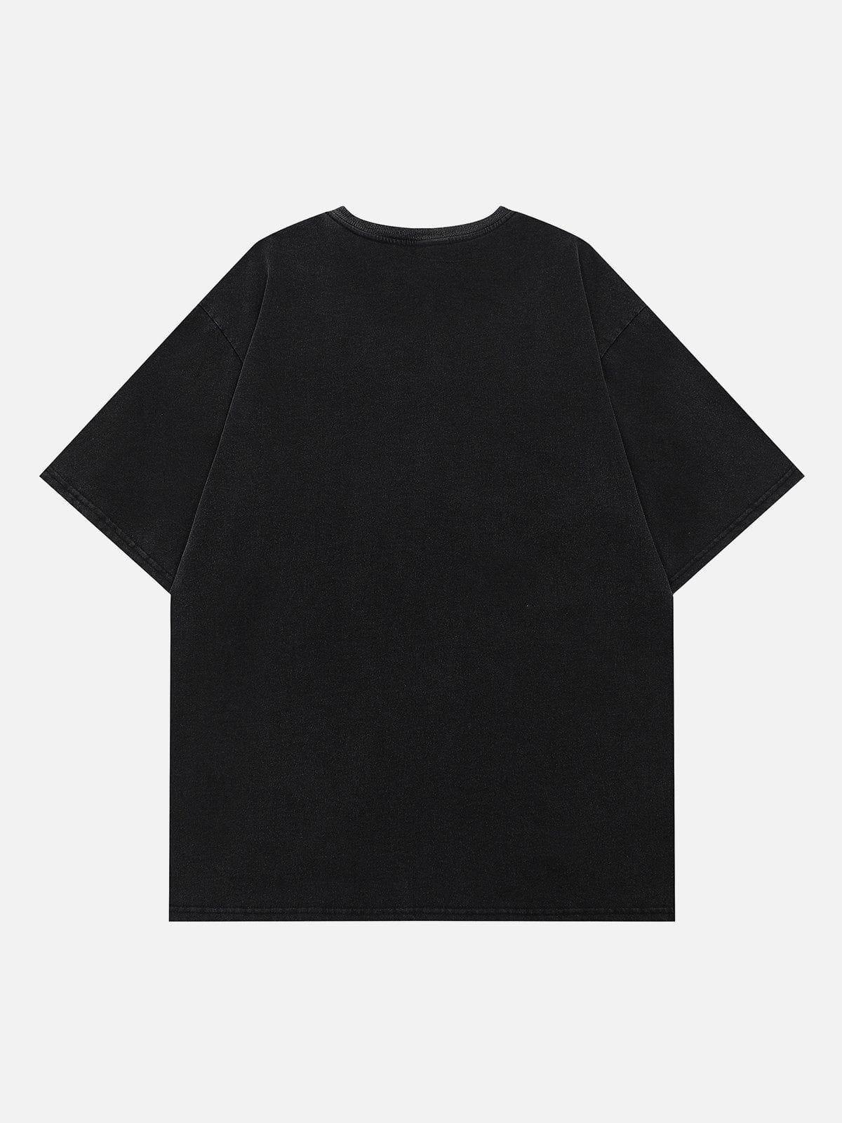 Tntwear® - Hole Letter Print Washed Tee - tntwear1