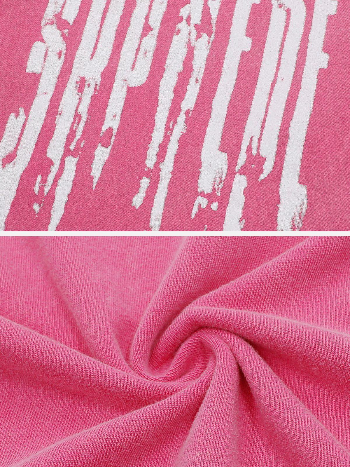 Tntwear® - Hole Letter Print Washed Tee - tntwear1
