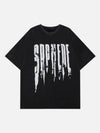 Tntwear® - Hole Letter Print Washed Tee - tntwear1