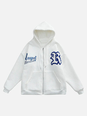 Tntwear® - Letter Embroidered Hoodie Jacket -1095 - tntwear1