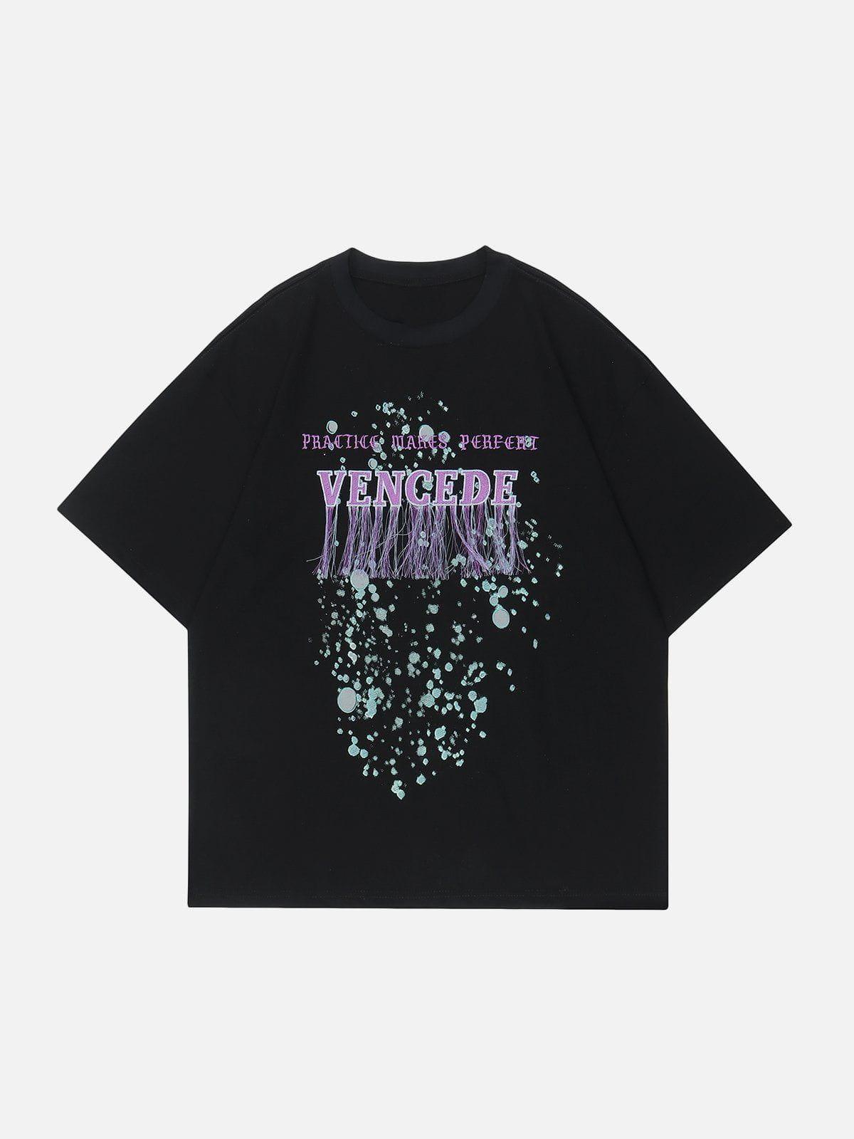 Tntwear® - Letter Embroidered Tassel Tee - tntwear1