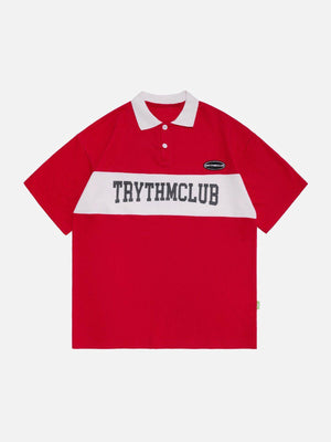 Tntwear® - Letter Print Polo Collar Tee - tntwear1