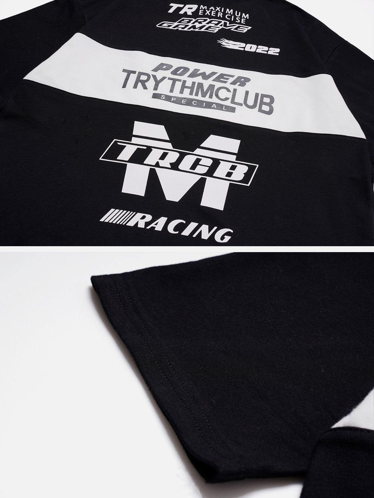 Tntwear® - Letter Print Polo Collar Tee - tntwear1