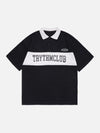 Tntwear® - Letter Print Polo Collar Tee - tntwear1