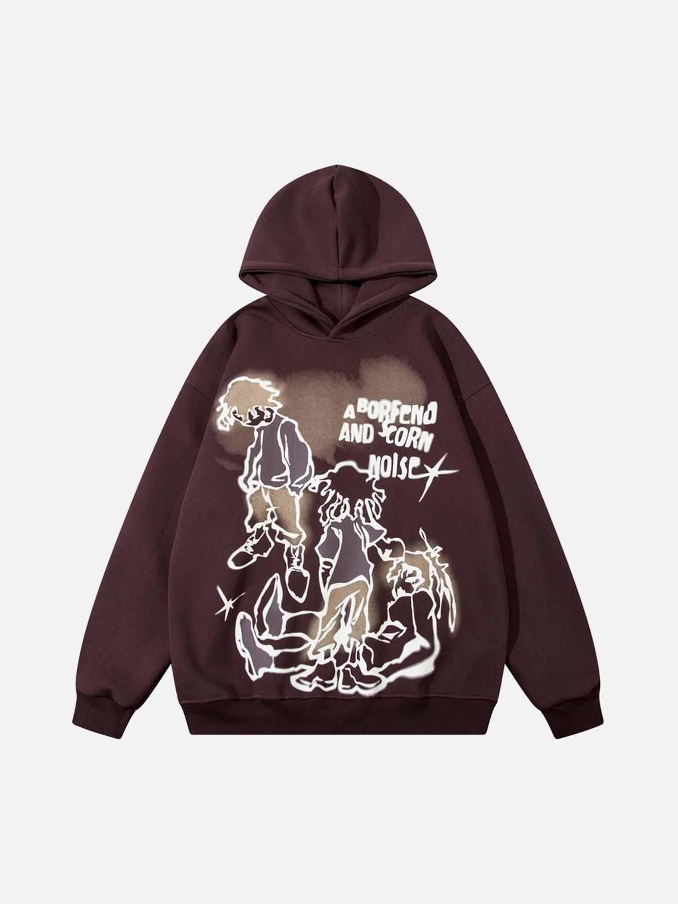 Tntwear® - Line Character Print Hoodie - tntwear1
