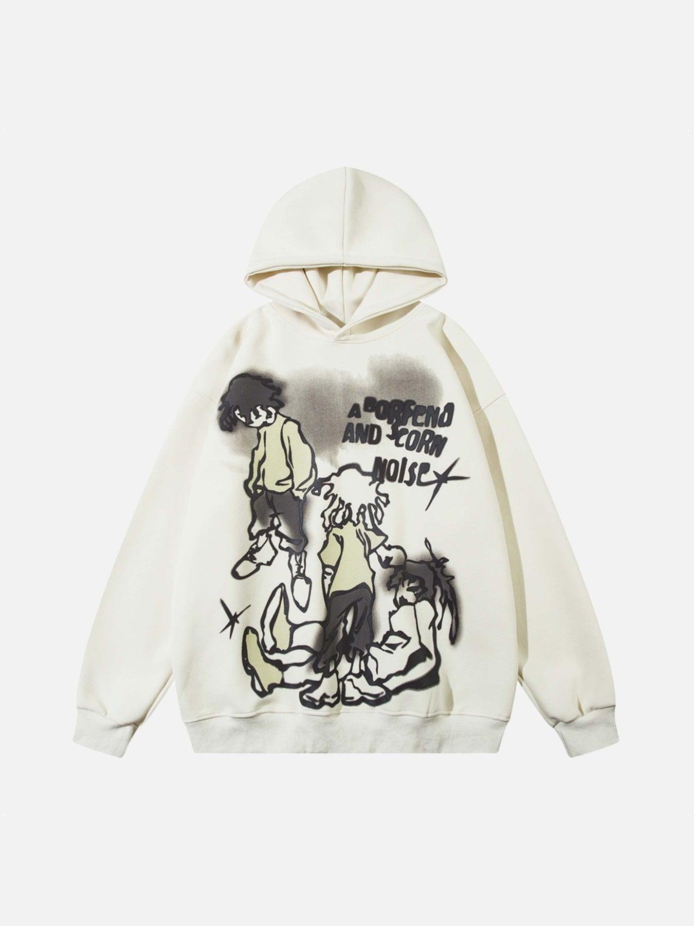 Tntwear® - Line Character Print Hoodie - tntwear1