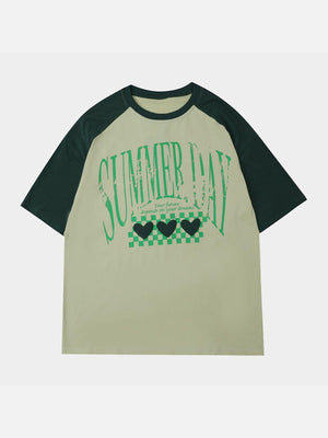 Tntwear® - Love Heart Print Patchwork Tee - tntwear1