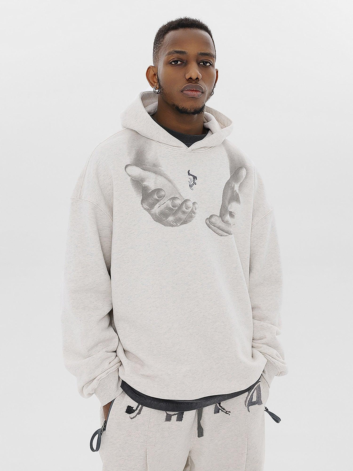 Tntwear® - Monogram Embroidered Hand Print Hoodie - 1876 - tntwear1
