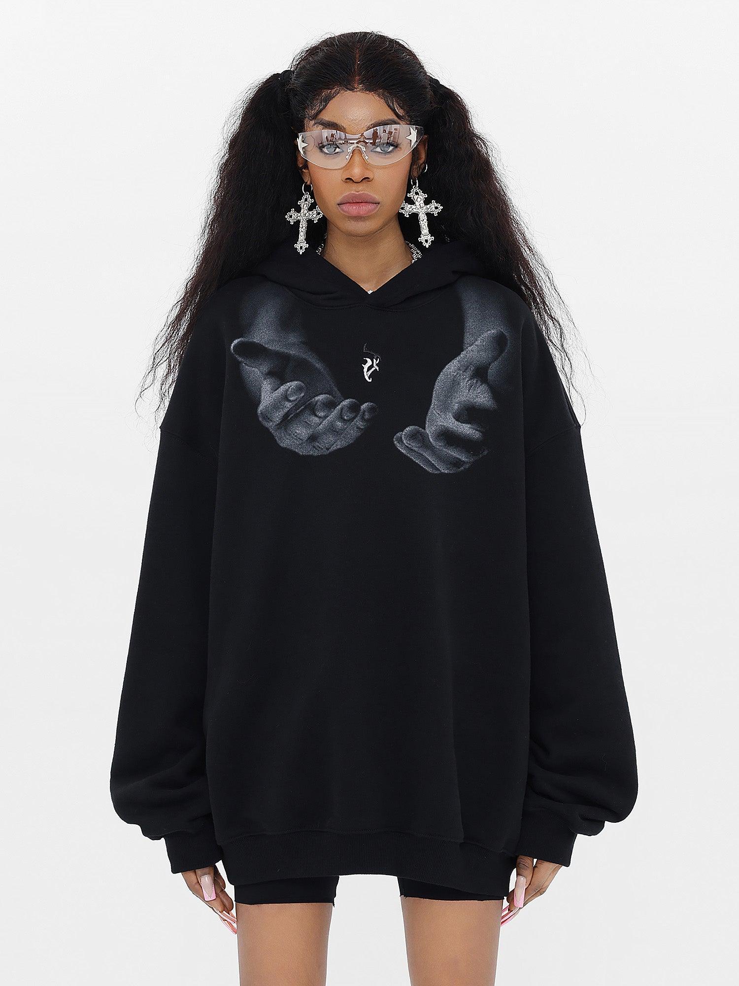 Tntwear® - Monogram Embroidered Hand Print Hoodie - 1876 - tntwear1