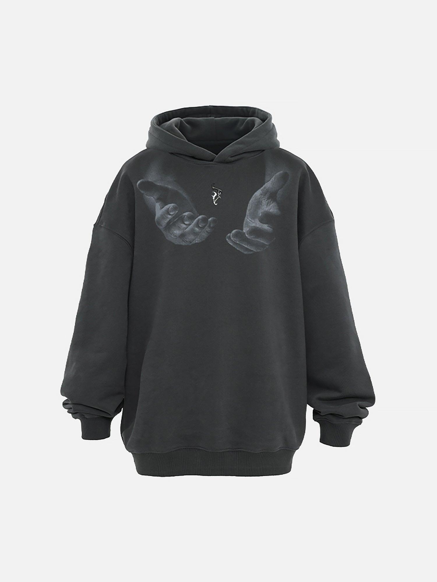 Tntwear® - Monogram Embroidered Hand Print Hoodie - 1876 - tntwear1