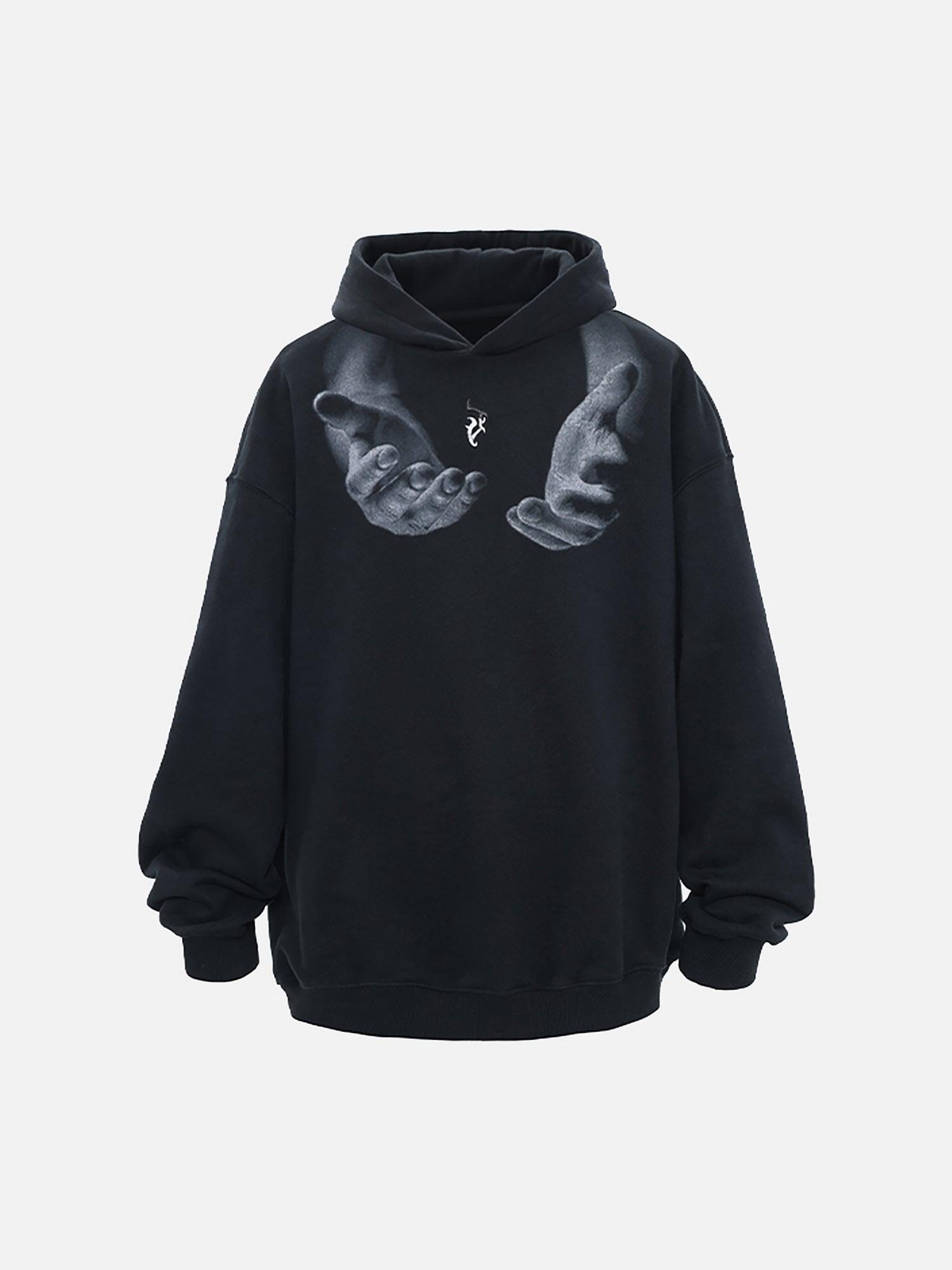 Tntwear® - Monogram Embroidered Hand Print Hoodie - 1876 - tntwear1