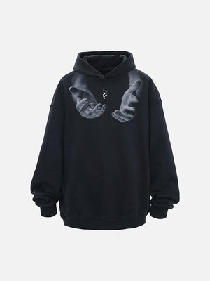 Tntwear® - Monogram Embroidered Hand Print Hoodie - 1876 - tntwear1