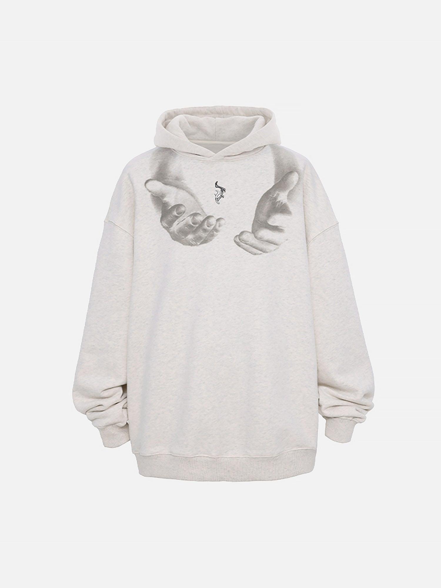 Tntwear® - Monogram Embroidered Hand Print Hoodie - 1876 - tntwear1