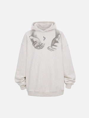 Tntwear® - Monogram Embroidered Hand Print Hoodie - 1876 - tntwear1