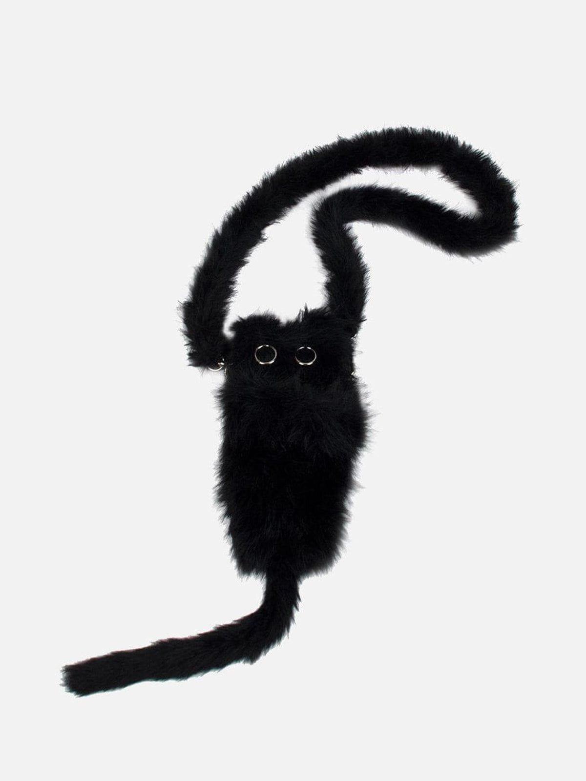 Tntwear® - Original Black Plush Aloof Cat Phone Wallet - tntwear1