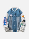 Tntwear® - Patch Embroidered Denim Patchwork Baseball Jacket - tntwear1