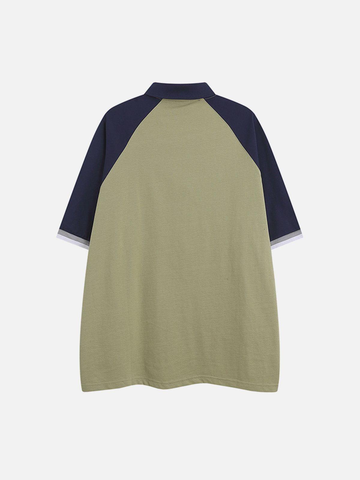 Tntwear® - Patchwork Clash Polo Collar Tee - tntwear1