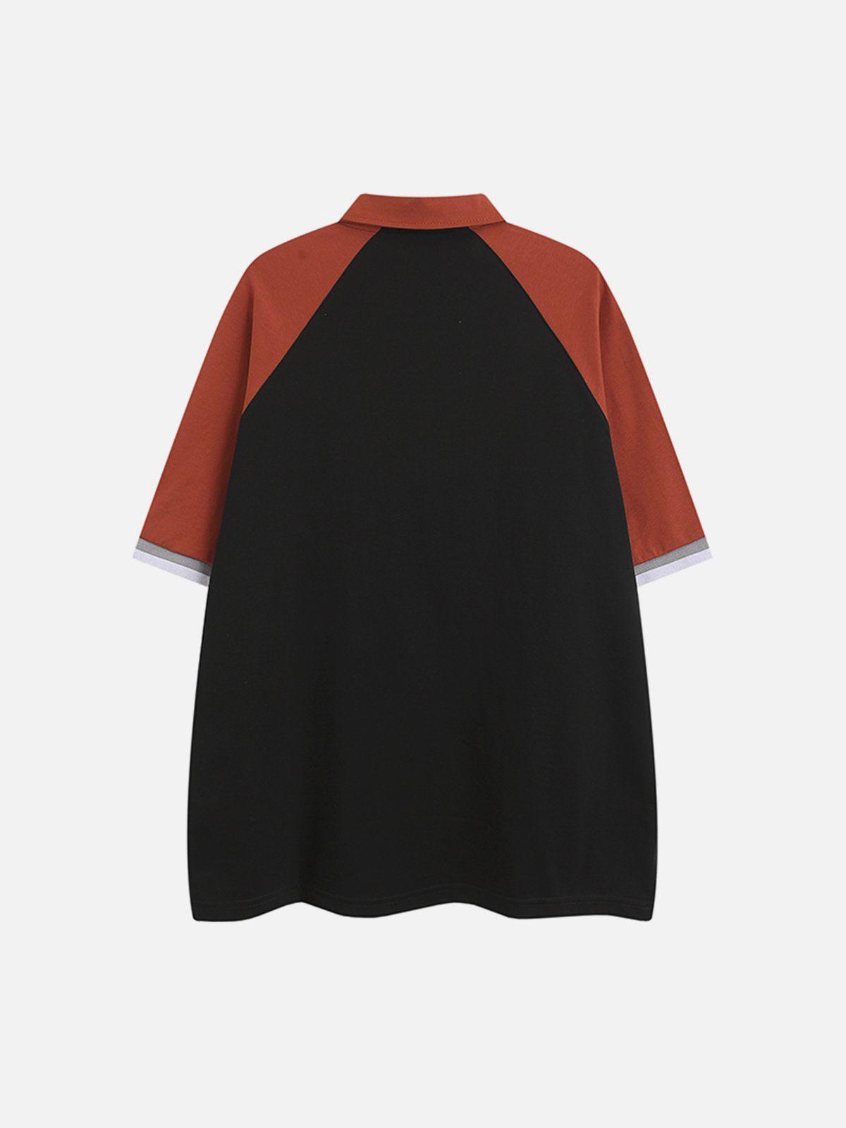 Tntwear® - Patchwork Clash Polo Collar Tee - tntwear1
