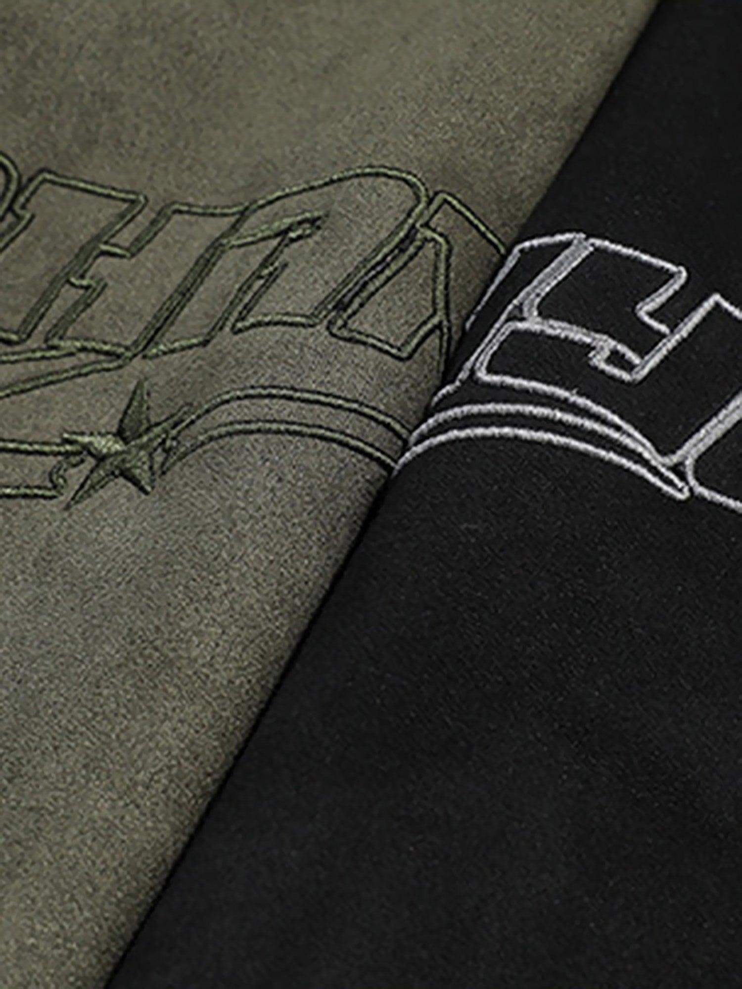Tntwear® - Patchwork Contrasting Two-tone Raglan Embroidered Sweatshirt - tntwear1