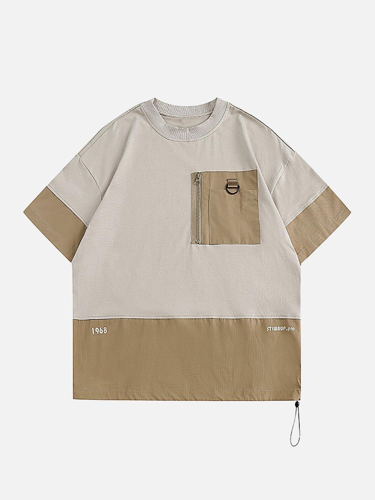Tntwear® - Patchwork Zip Up Pocket Tee - tntwear1