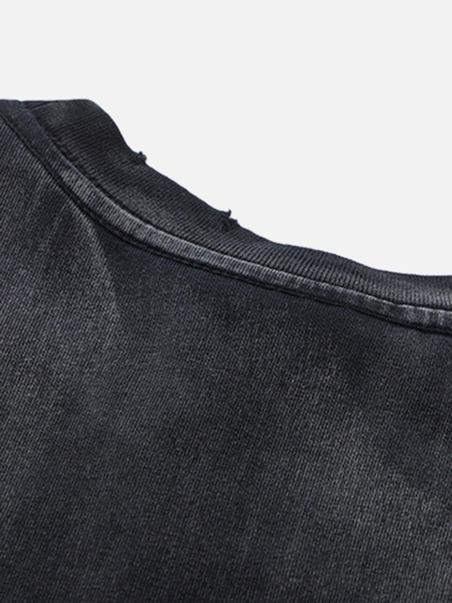 Tntwear® - Retro Trendy Brand Hot Silver Washed Hole T-shirt - tntwear1